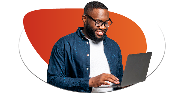 Smiling man with laptop in his hands